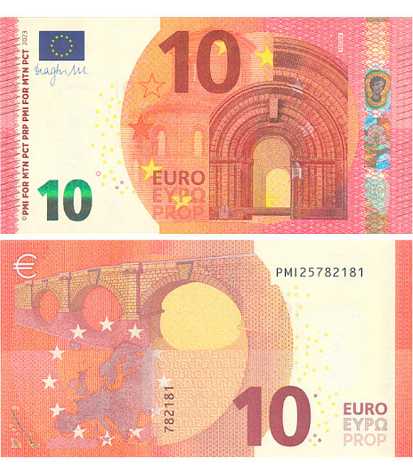 Rekvisiitta raha, 10 eur 100 Kpl